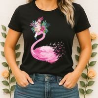 Breast Cancer Awareness Flamingo Floral Women's T-Shirt thumb 2