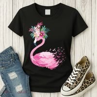 Breast Cancer Awareness Flamingo Floral Women's T-Shirt thumb 3