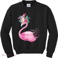 Breast Cancer Awareness Flamingo Floral Kids Sweatshirt thumb 0
