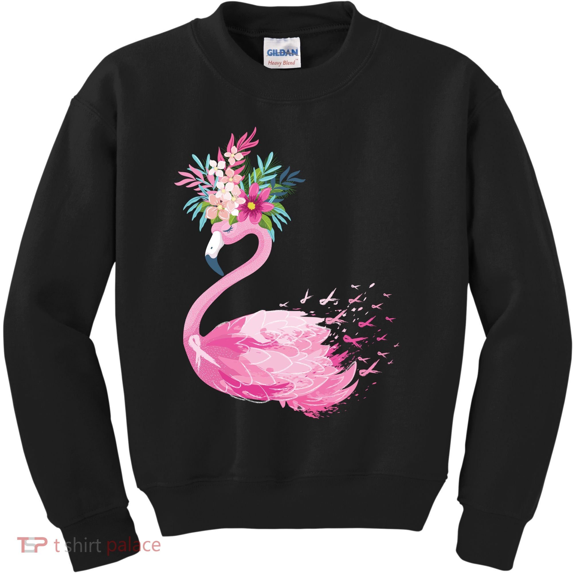 Breast Cancer Awareness Flamingo Floral Kids Sweatshirt