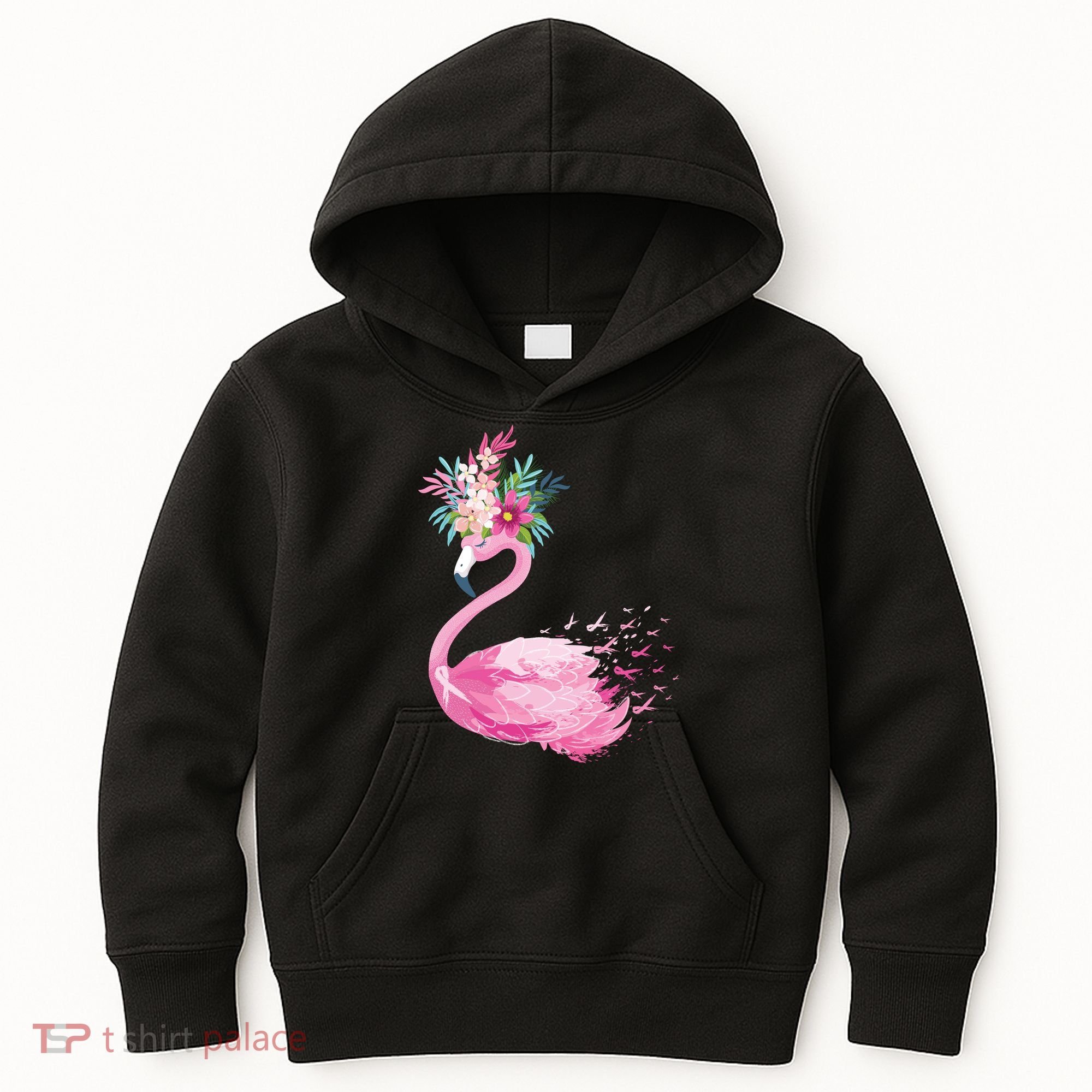 Breast Cancer Awareness Flamingo Floral Kids Hoodie