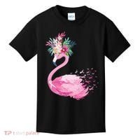Breast Cancer Awareness Flamingo Floral Kids T-Shirt thumb 0