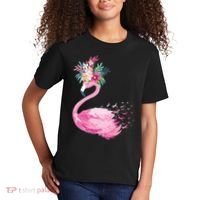 Breast Cancer Awareness Flamingo Floral Kids T-Shirt thumb 2
