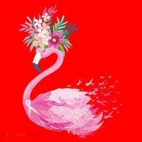Breast Cancer Awareness Flamingo Floral Santa Hat thumb 1
