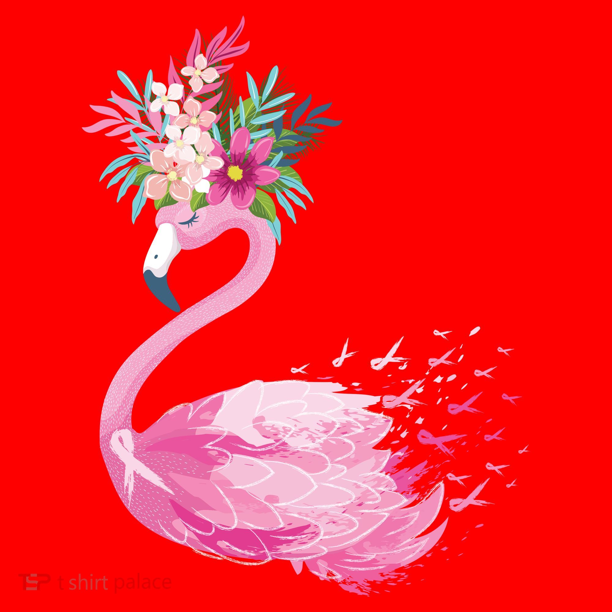 Breast Cancer Awareness Flamingo Floral Santa Hat