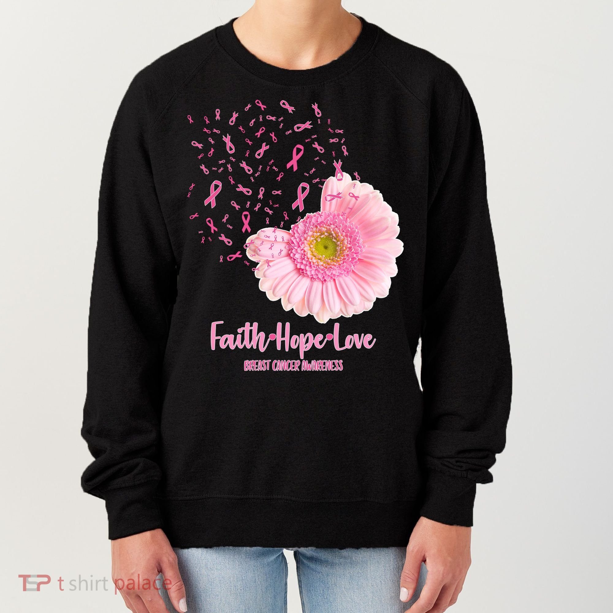 Breast Cancer Awareness Flowers Ribbons Women's Sweatshirt