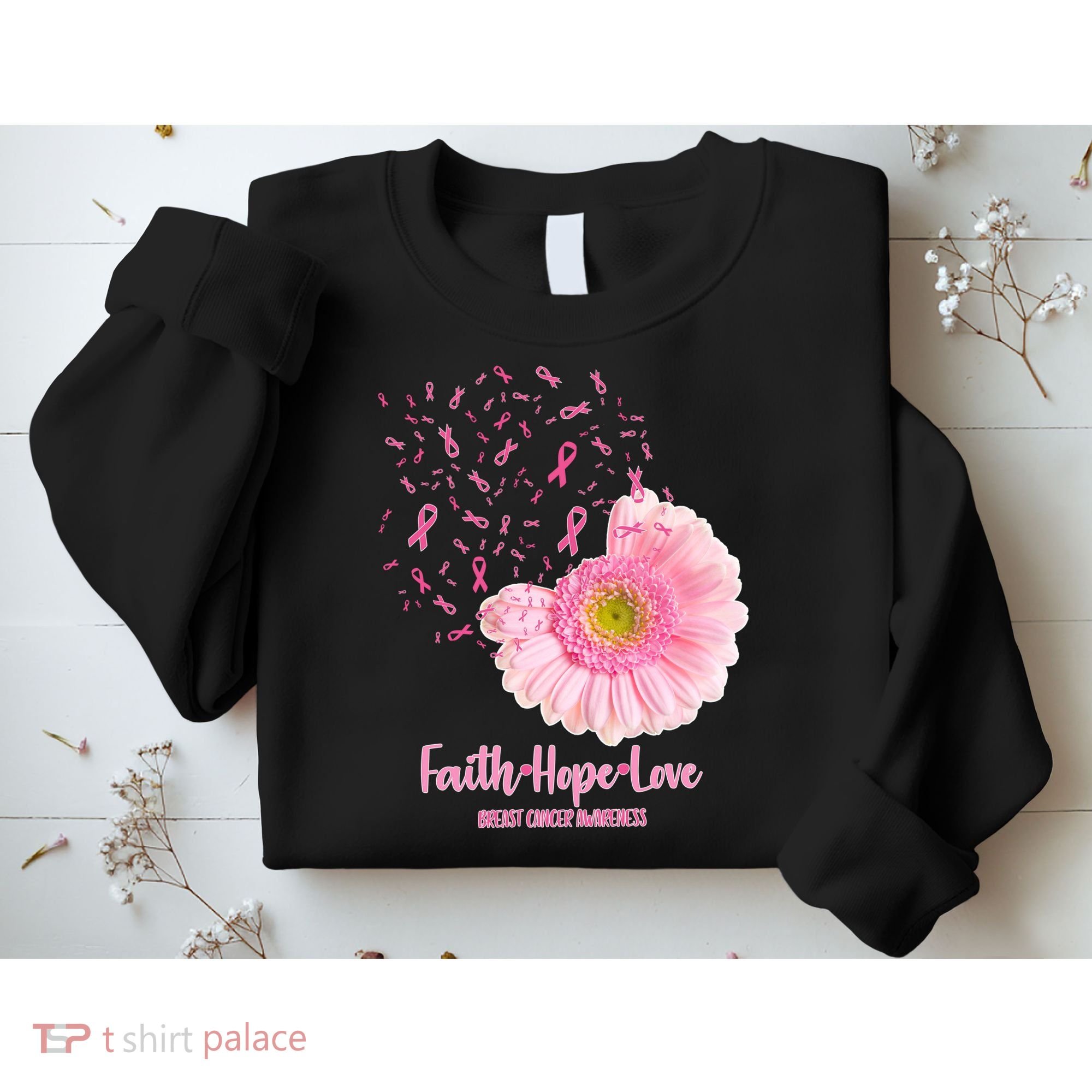 Breast Cancer Awareness Flowers Ribbons Sweatshirt