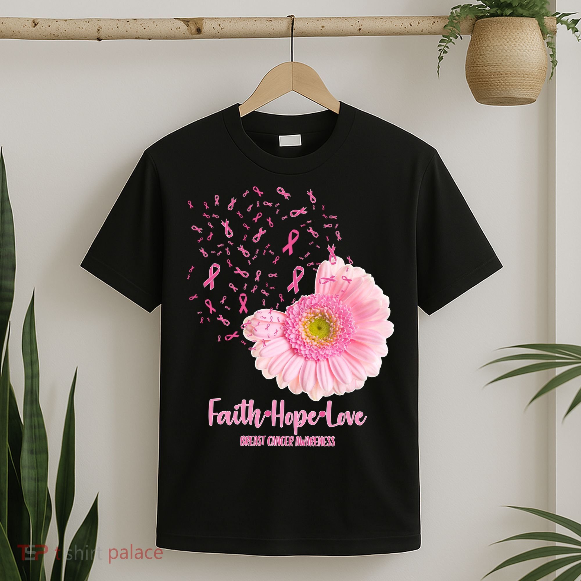 Breast Cancer Awareness Flowers Ribbons T-Shirt