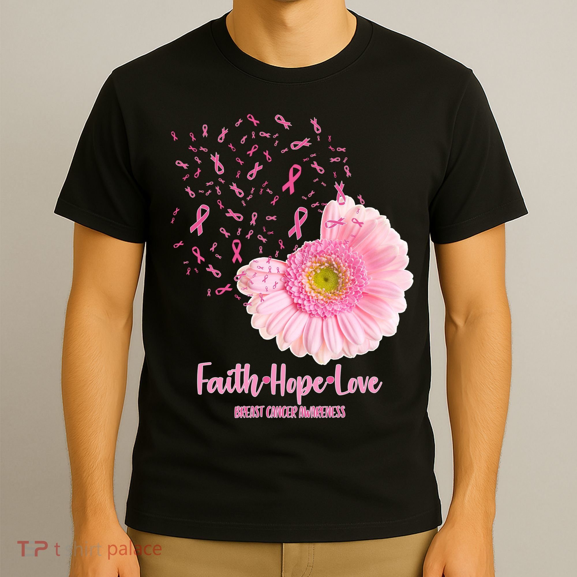 Breast Cancer Awareness Flowers Ribbons T-Shirt