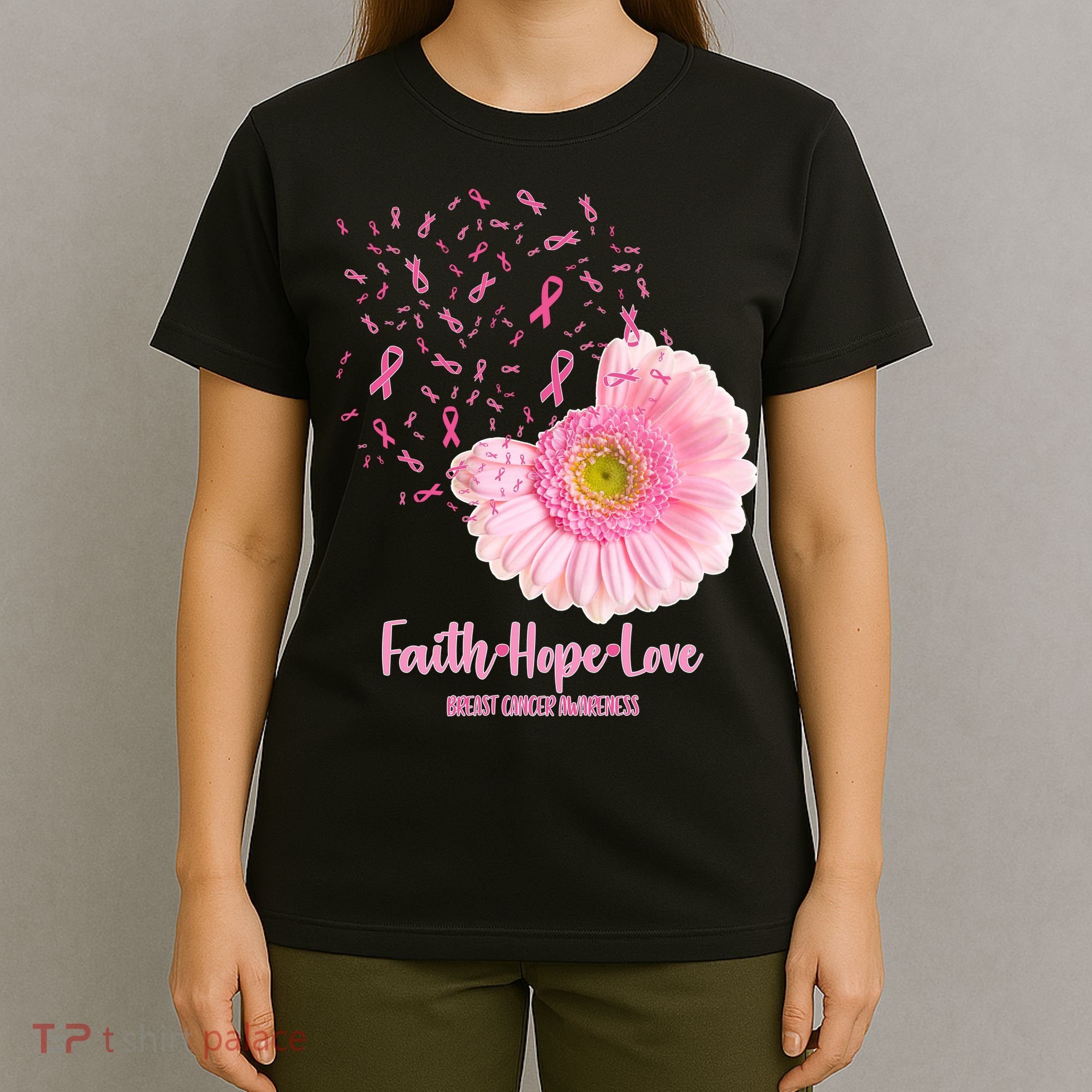 Breast Cancer Awareness Flowers Ribbons T-Shirt