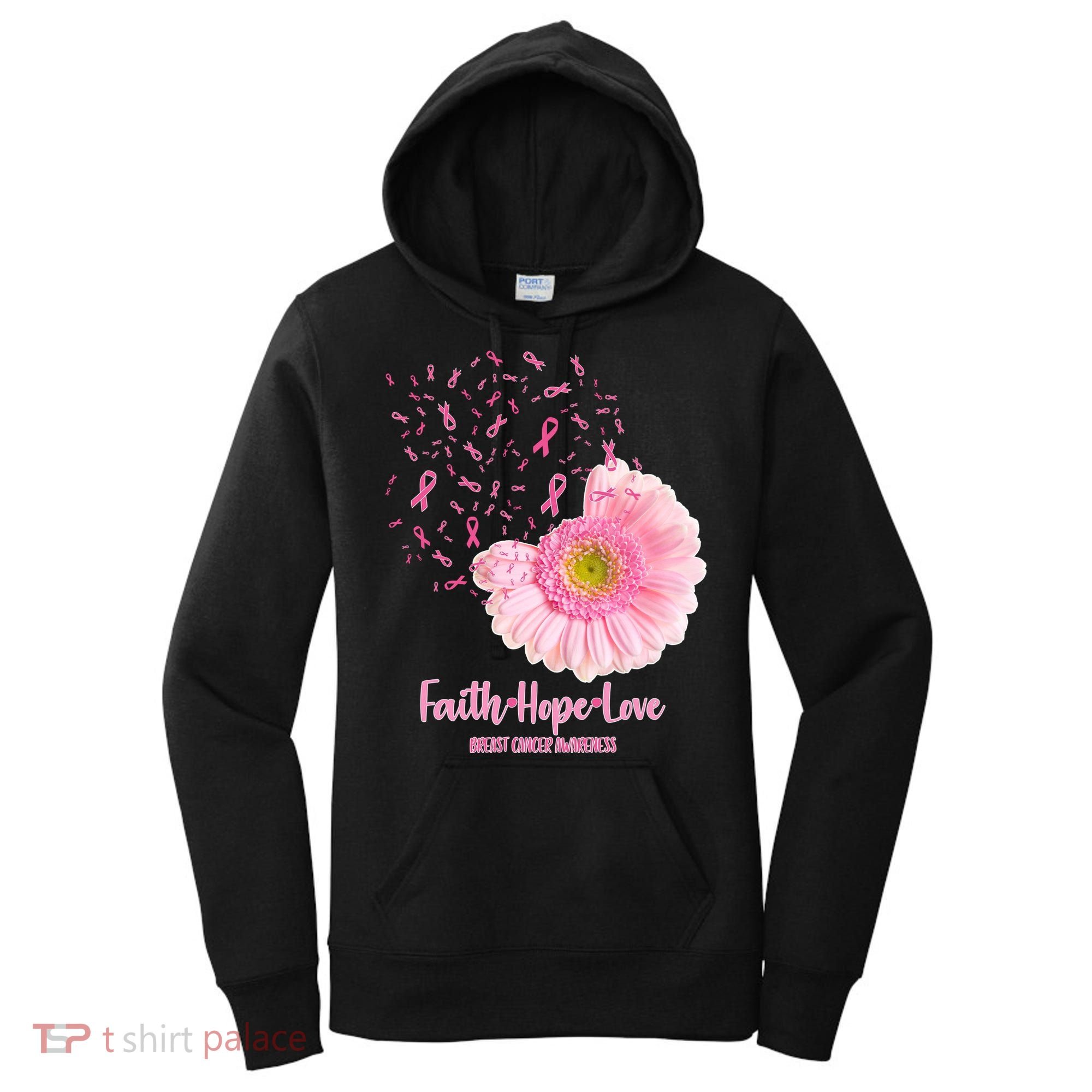 Breast Cancer Awareness Flowers Ribbons Women's Hoodie
