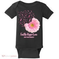 Breast Cancer Awareness Flowers Ribbons Baby Bodysuit thumb 0