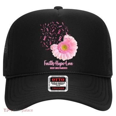 Breast Cancer Awareness Flowers Ribbons Hat