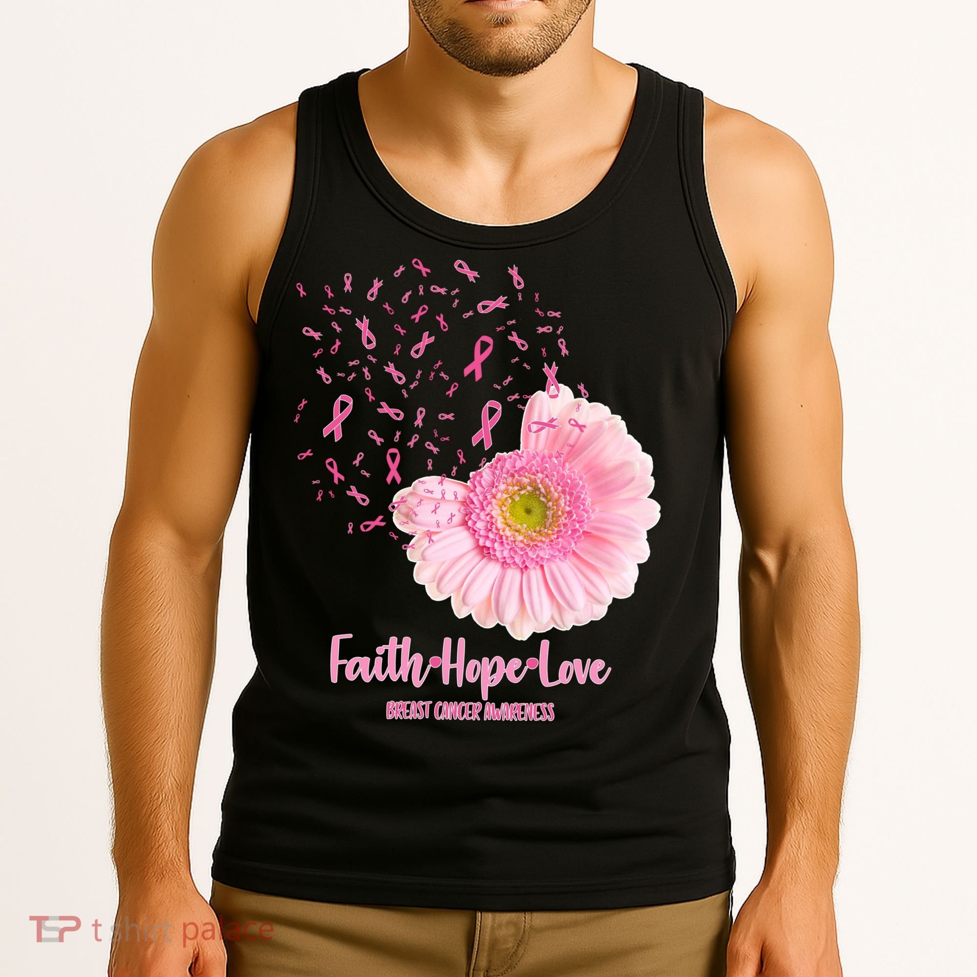 Breast Cancer Awareness Flowers Ribbons Tank Top