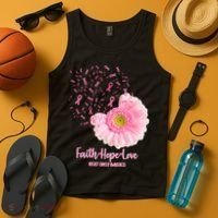 Breast Cancer Awareness Flowers Ribbons Tank Top thumb 4