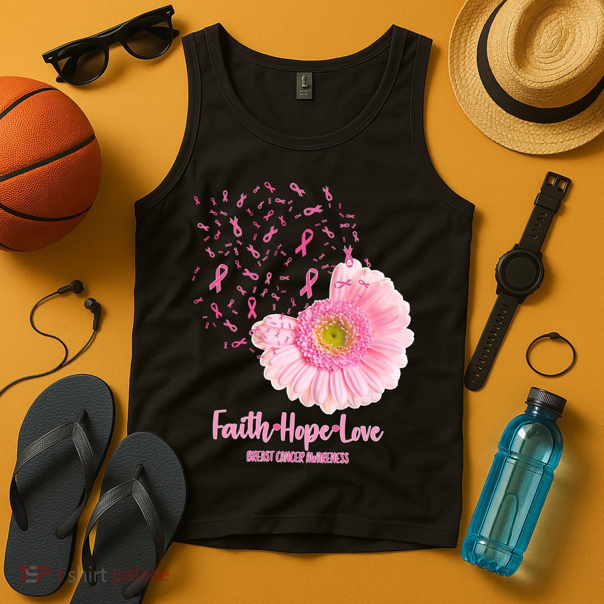 Breast Cancer Awareness Flowers Ribbons Tank Top