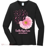 Breast Cancer Awareness Flowers Ribbons Women's Long Sleeve Shirt thumb 0