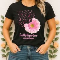 Breast Cancer Awareness Flowers Ribbons Women's T-Shirt thumb 2