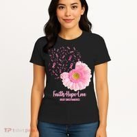 Breast Cancer Awareness Flowers Ribbons Women's T-Shirt thumb 4