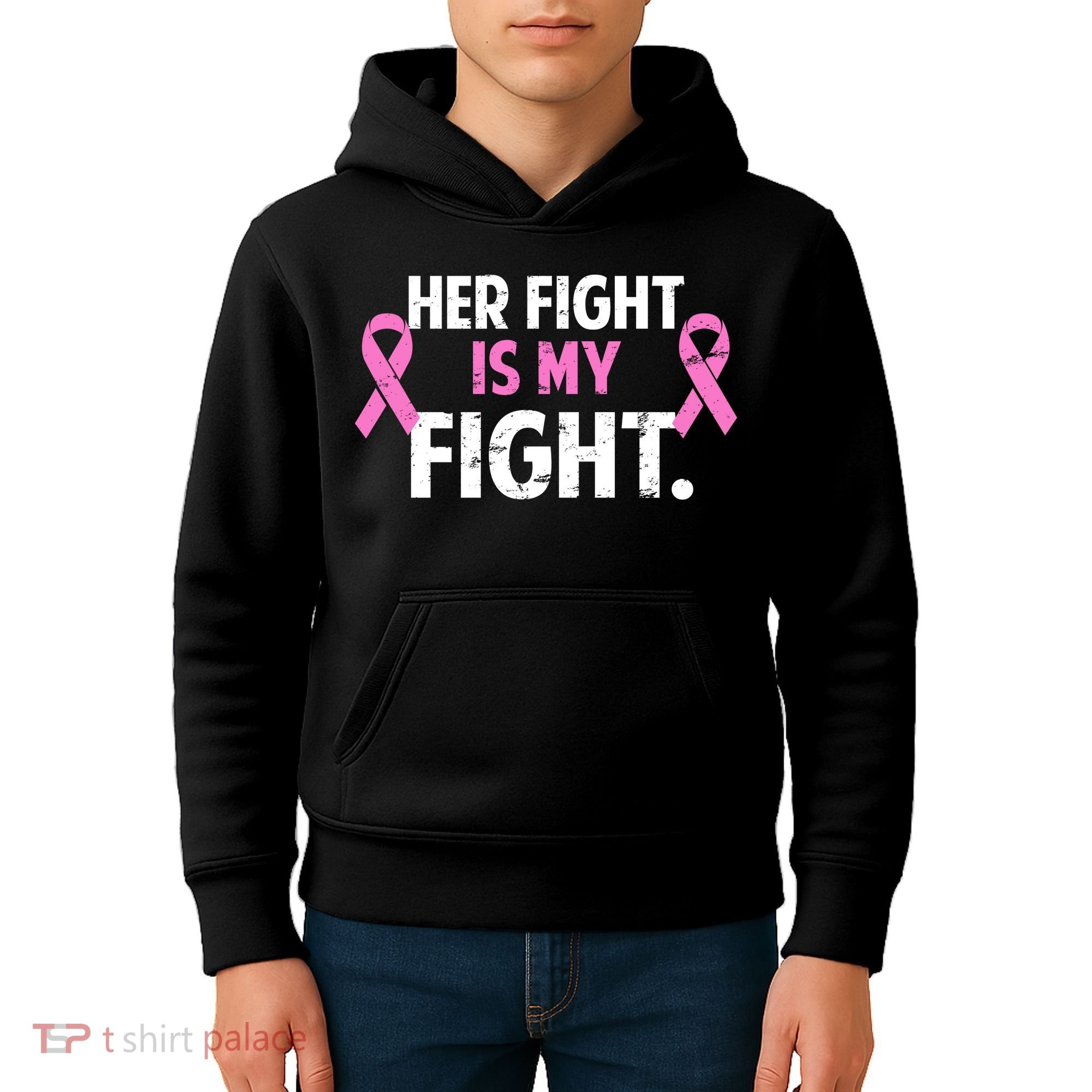 Breast Cancer Awareness Her Fight Is My Fight Kids Hoodie