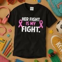 Breast Cancer Awareness Her Fight Is My Fight Kids T-Shirt thumb 3