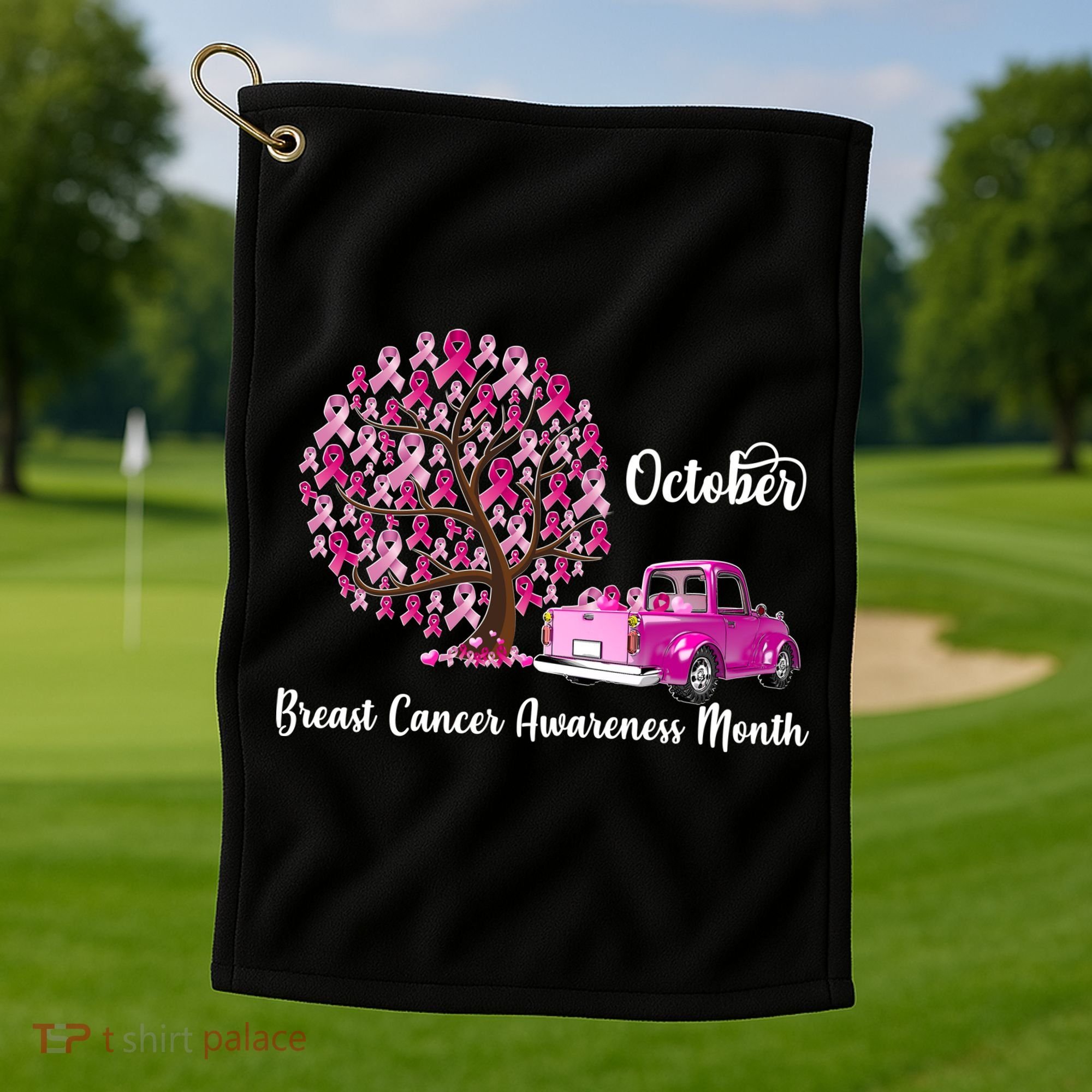 Breast Cancer Awareness Month October Roots Golf Towel