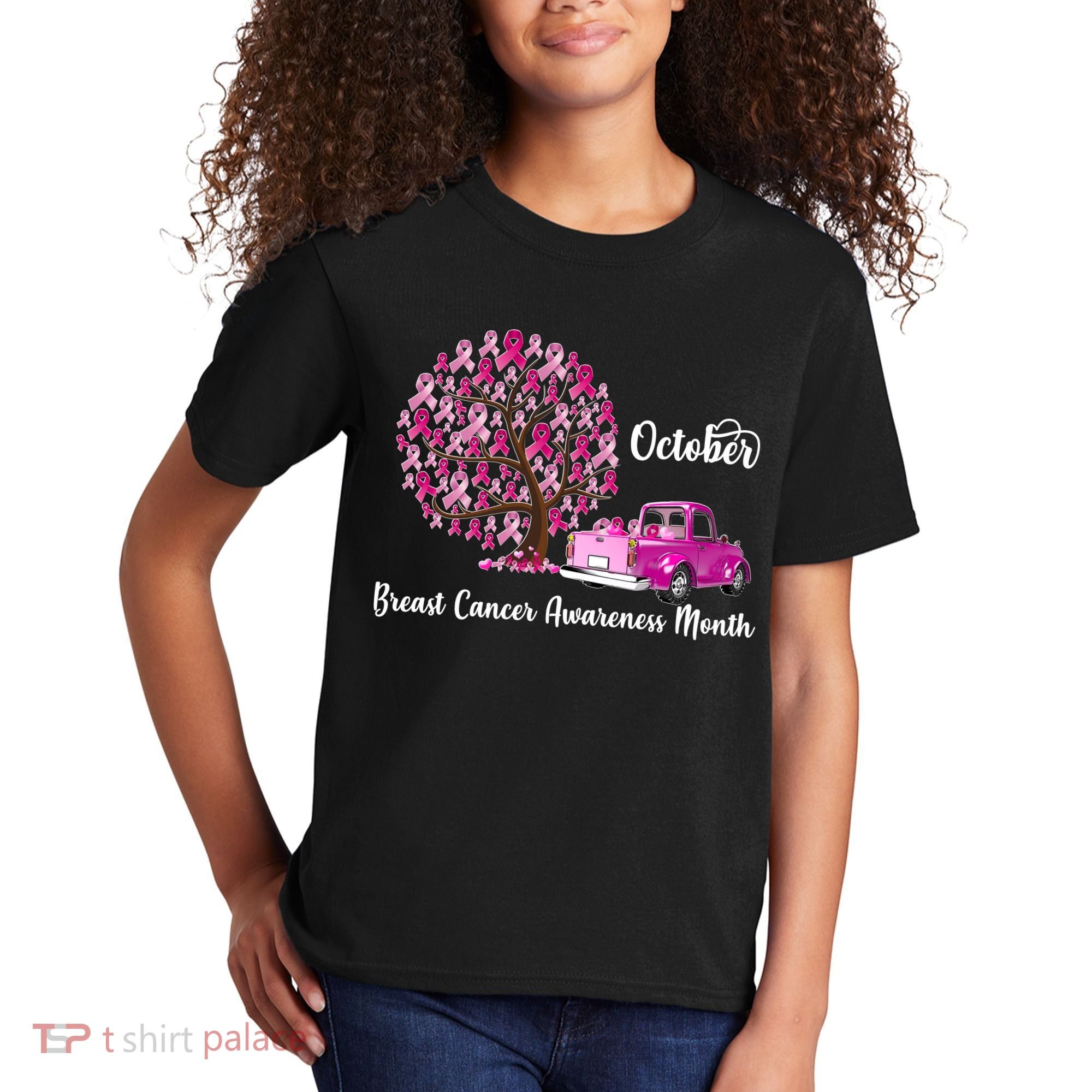 Breast Cancer Awareness Month October Roots Kids T-Shirt