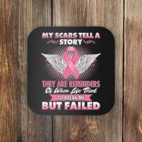 Breast Cancer Awareness My Scars Tell A Story Coaster thumb 0