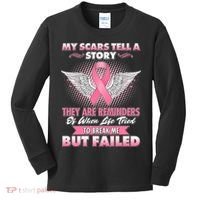 Breast Cancer Awareness My Scars Tell A Story Kids Long Sleeve Shirt thumb 0
