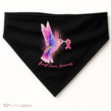 Breast Cancer Awareness Painted Hummingbird USA-Made Doggie Bandana