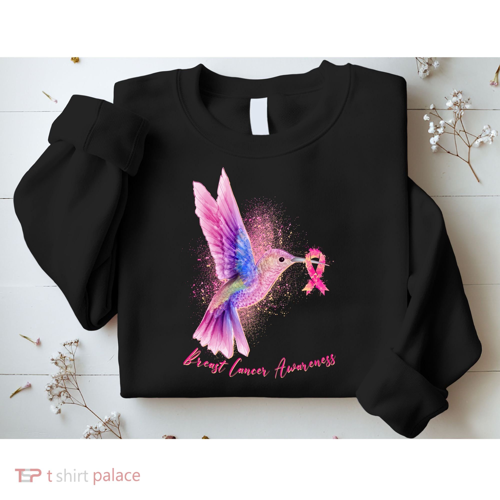 Breast Cancer Awareness Painted Hummingbird Sweatshirt