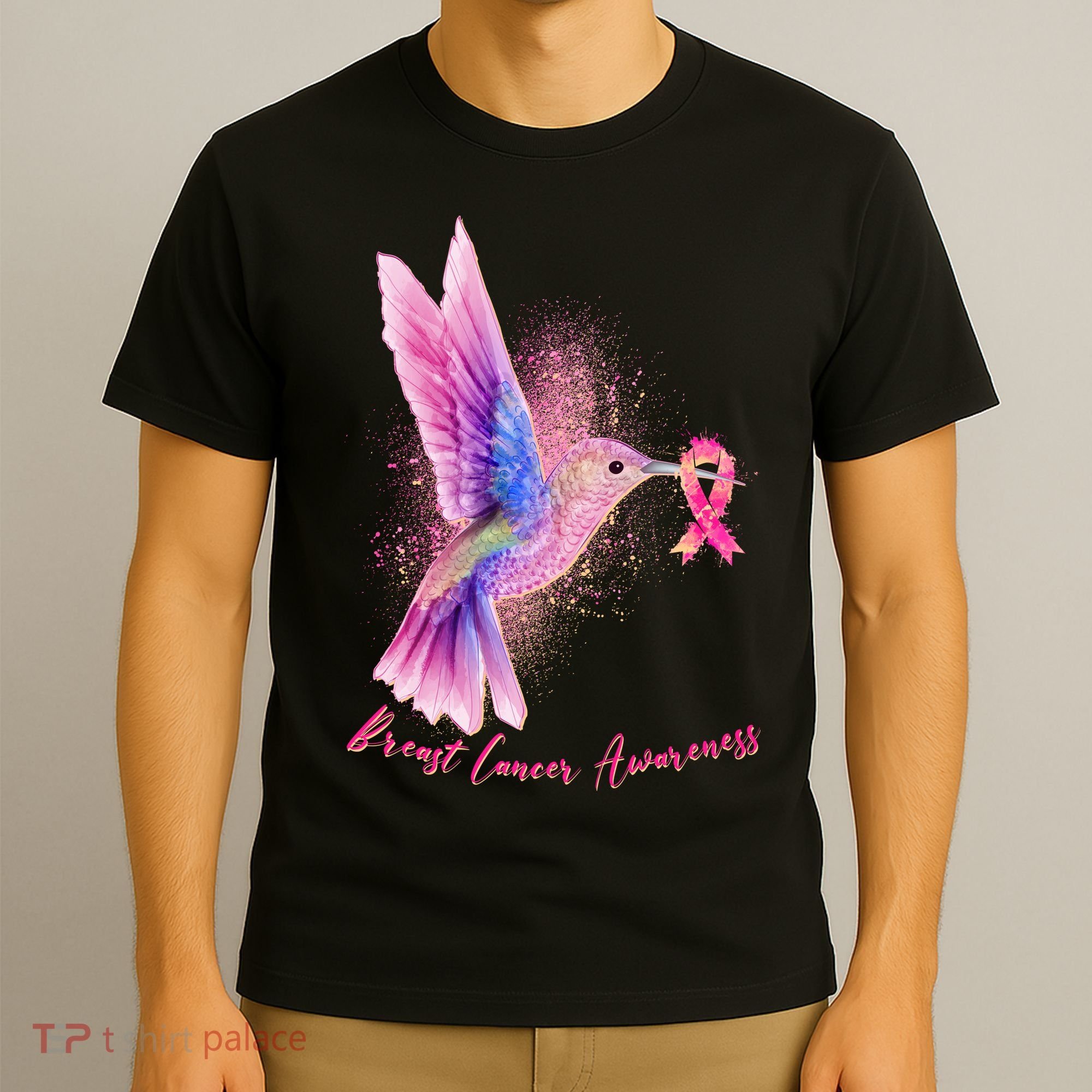 Breast Cancer Awareness Painted Hummingbird T-Shirt