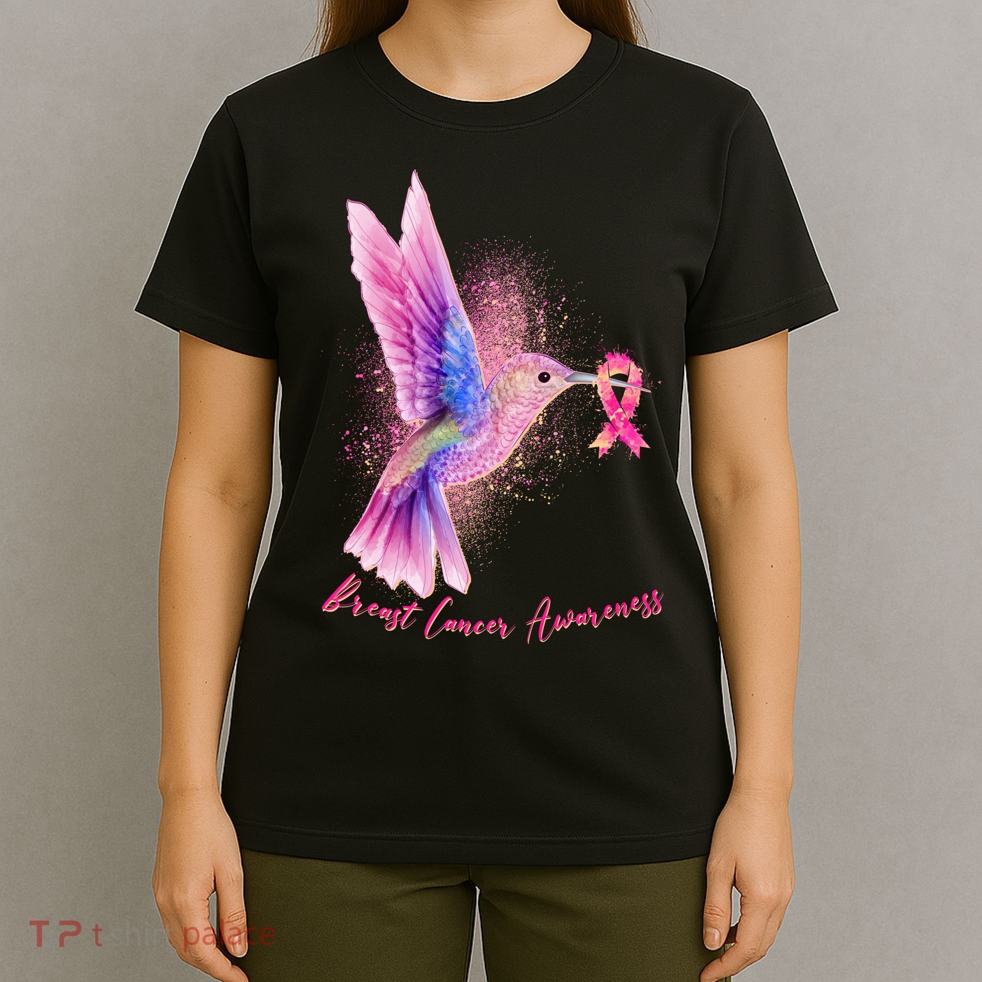 Breast Cancer Awareness Painted Hummingbird T-Shirt