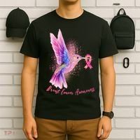 Breast Cancer Awareness Painted Hummingbird T-Shirt thumb 6