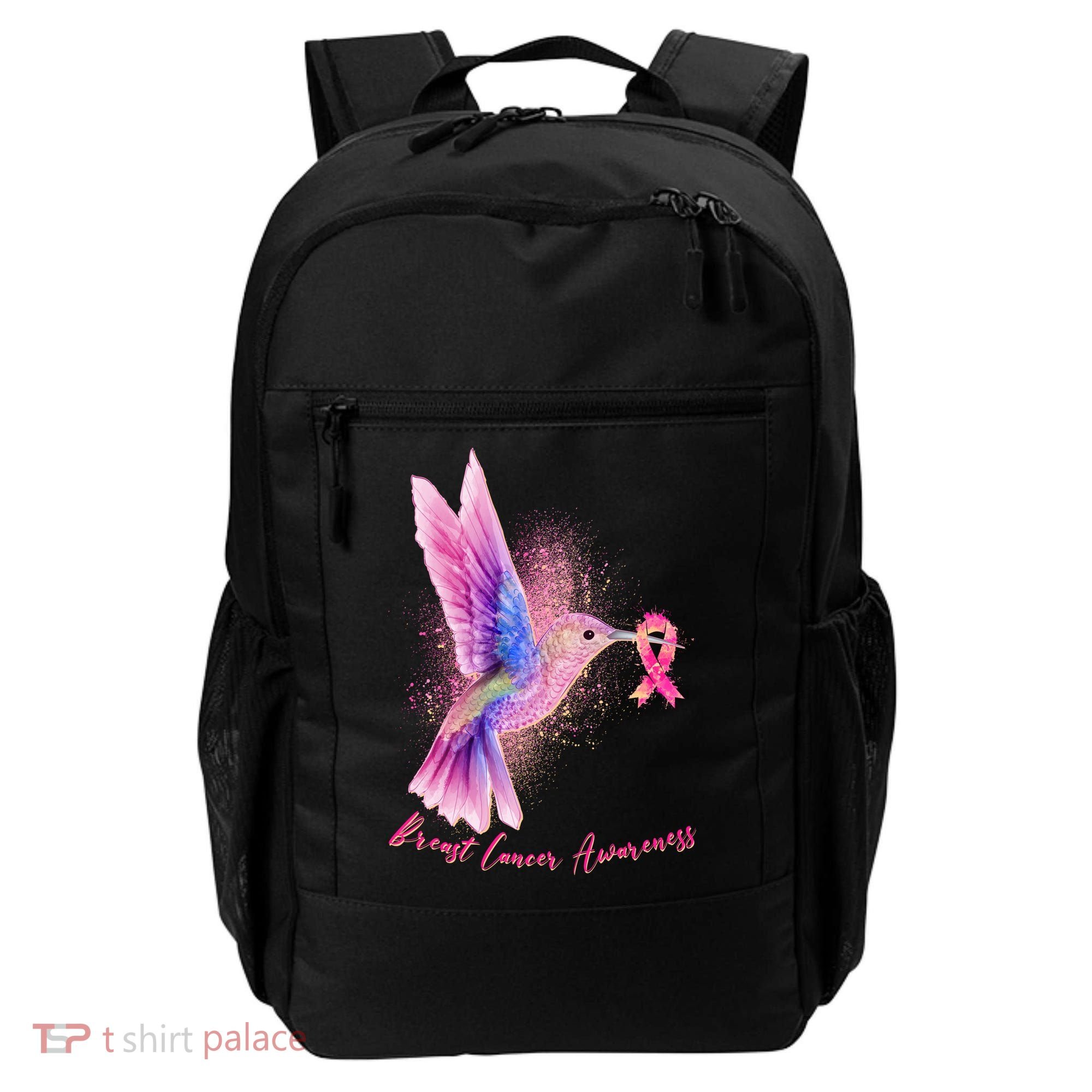 Breast Cancer Awareness Painted Hummingbird Backpack