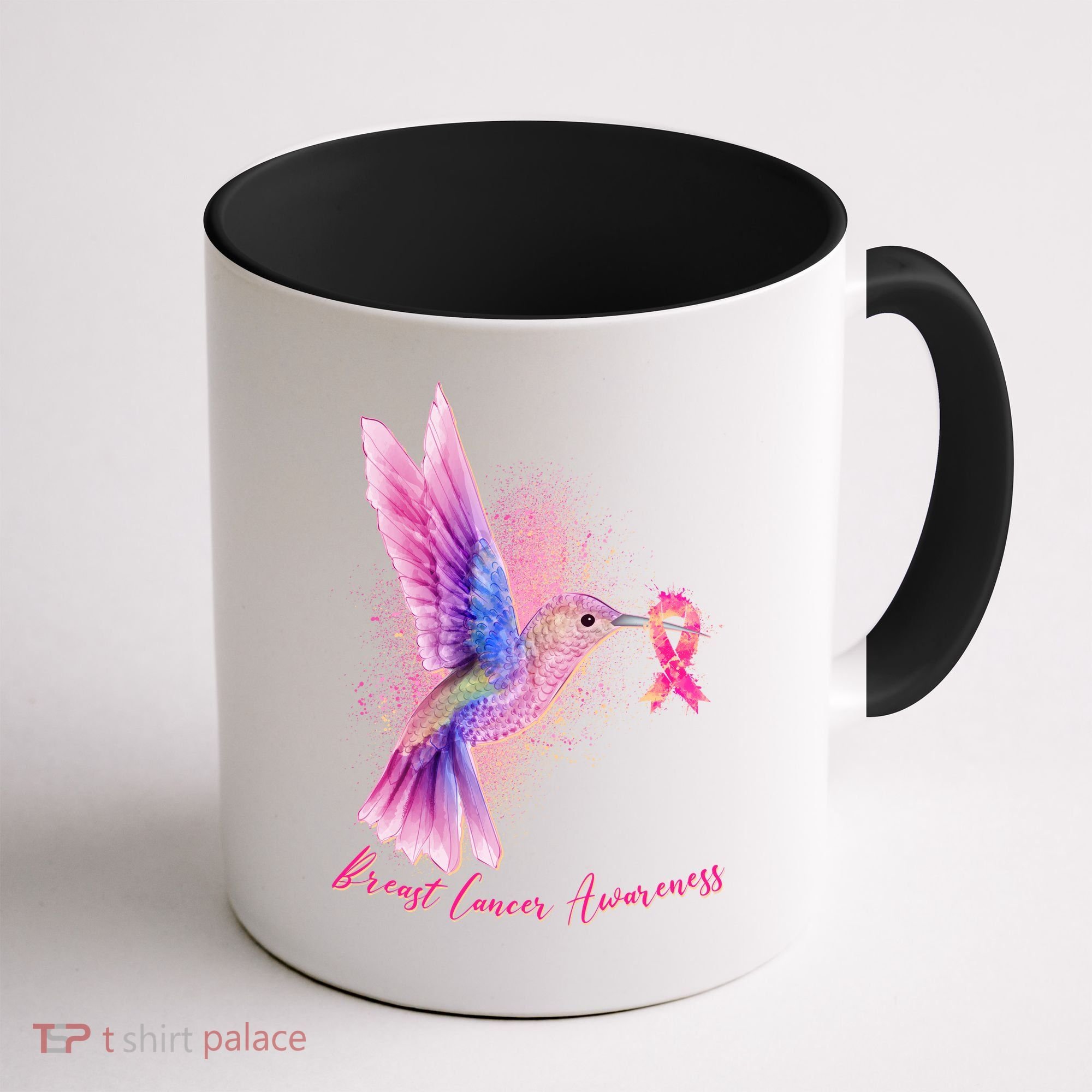 Breast Cancer Awareness Painted Hummingbird Coffee Mug