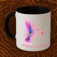Breast Cancer Awareness Painted Hummingbird Coffee Mug thumb 2