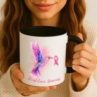Breast Cancer Awareness Painted Hummingbird Coffee Mug thumb 3