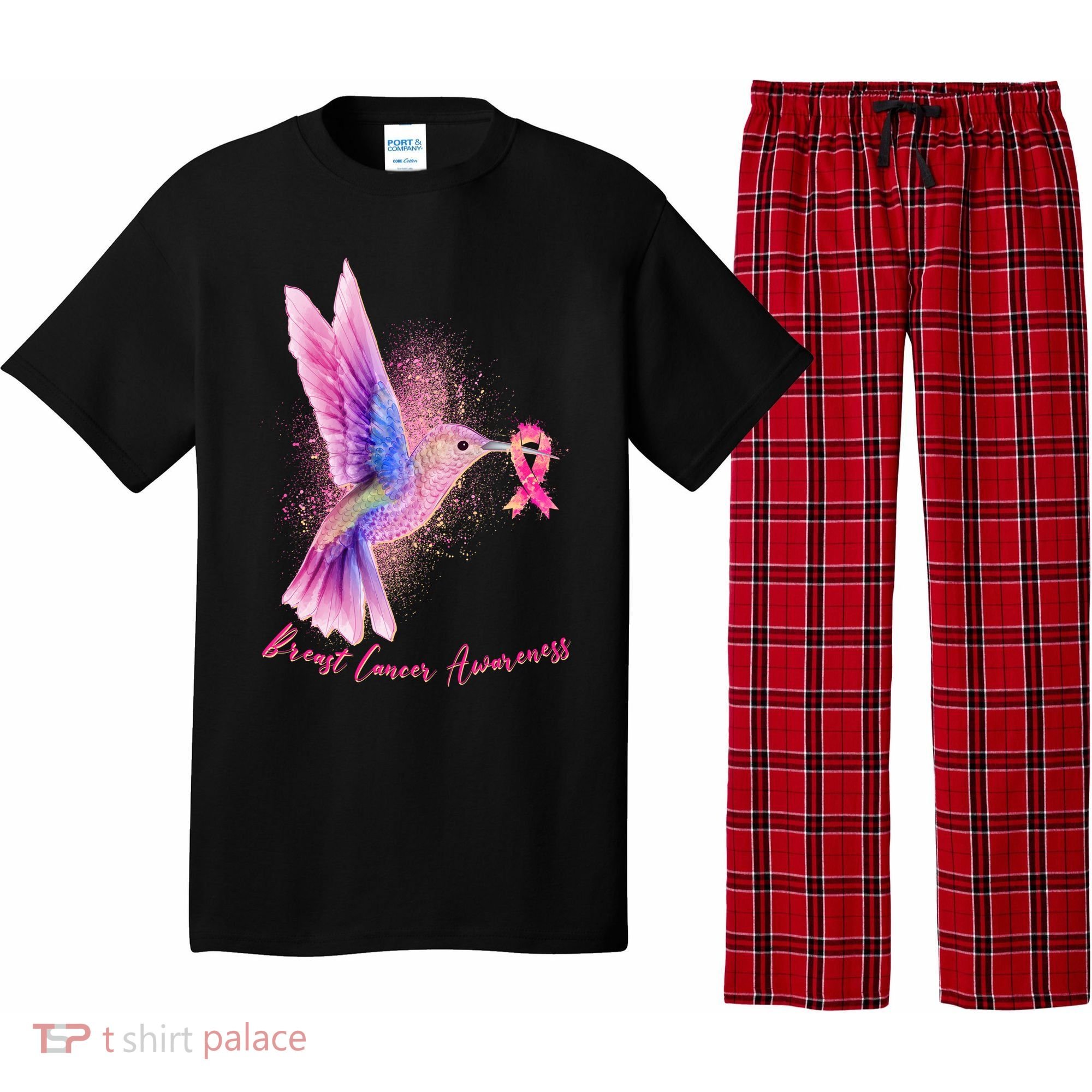 Breast Cancer Awareness Painted Hummingbird Pajama Set
