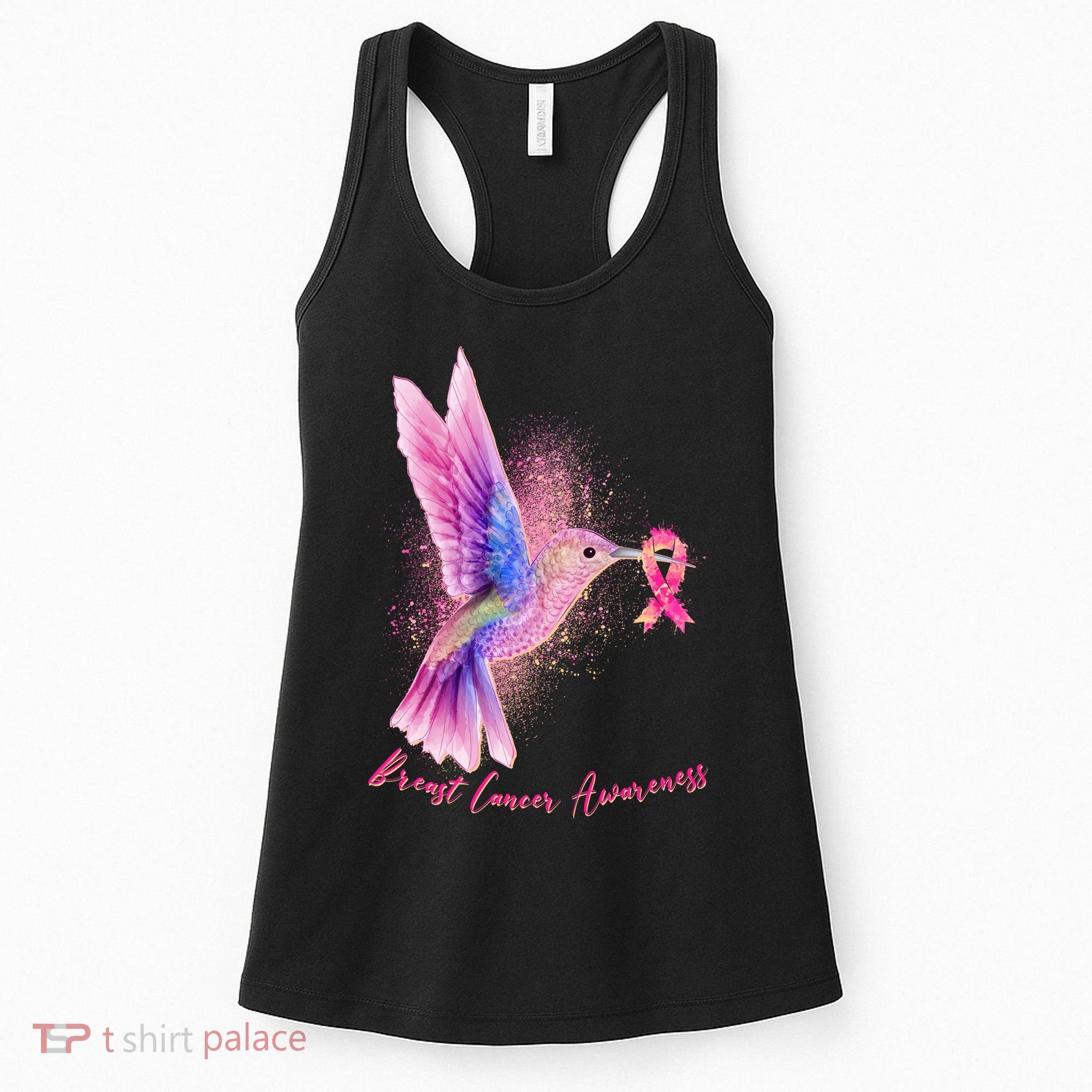 Breast Cancer Awareness Painted Hummingbird Women's Tank Top