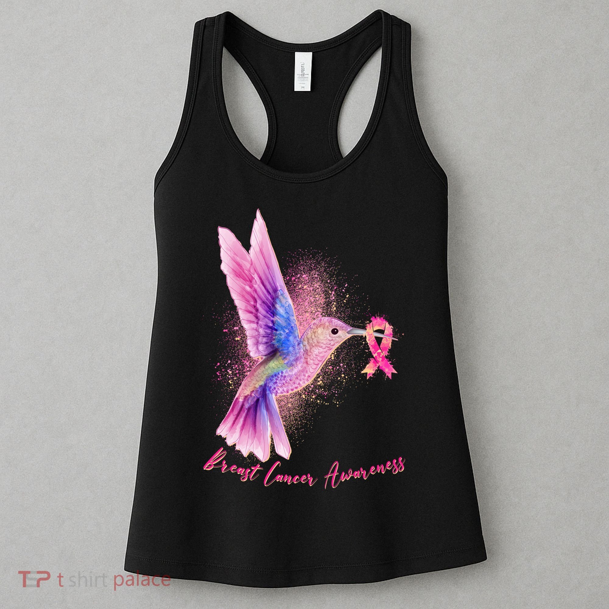 Breast Cancer Awareness Painted Hummingbird Women's Tank Top