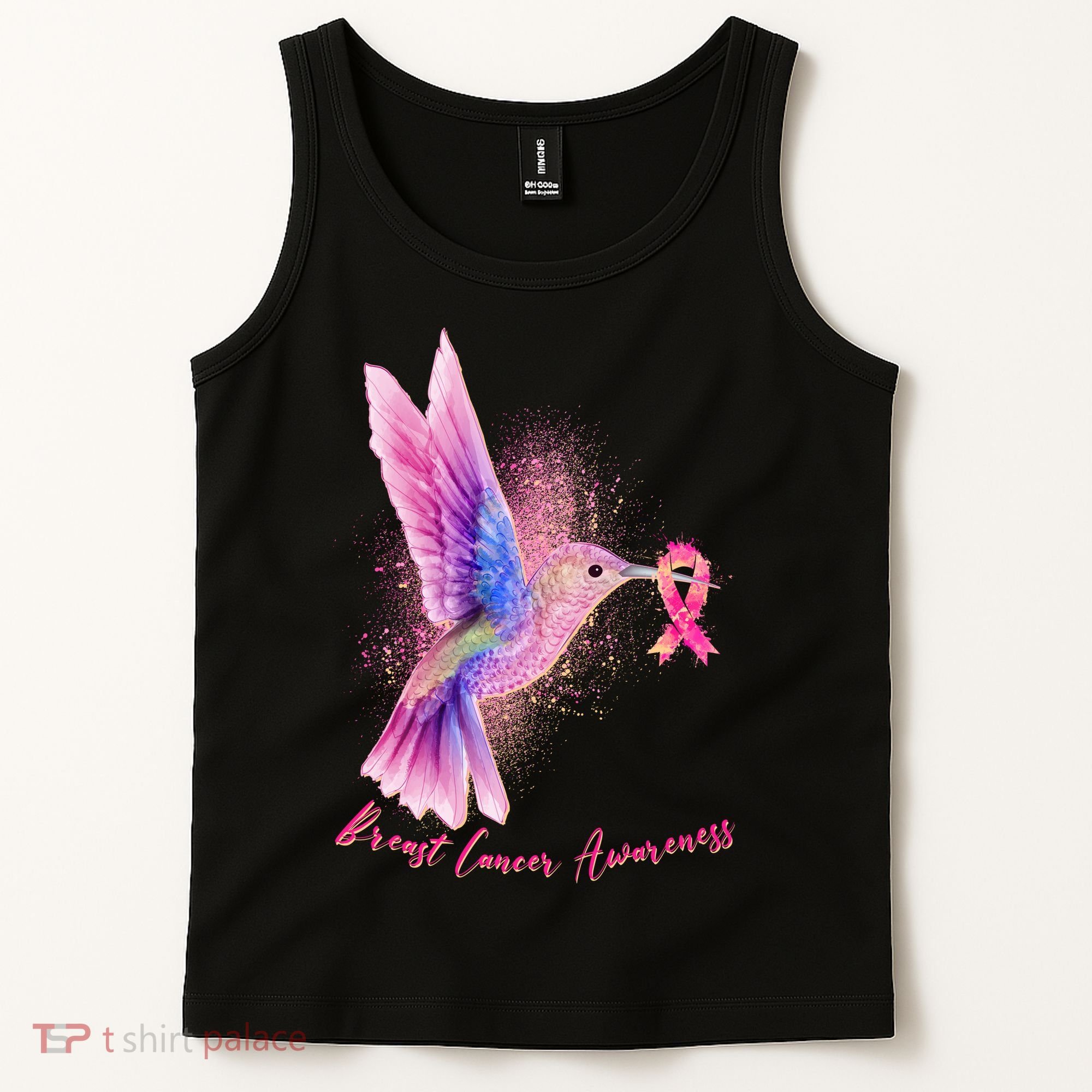 Breast Cancer Awareness Painted Hummingbird Tank Top
