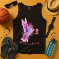 Breast Cancer Awareness Painted Hummingbird Tank Top thumb 4