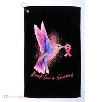 Breast Cancer Awareness Painted Hummingbird Golf Towel thumb 0