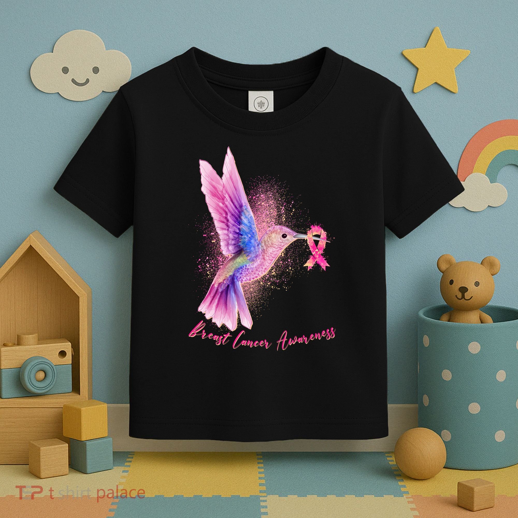 Breast Cancer Awareness Painted Hummingbird Toddler T-Shirt