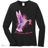 Breast Cancer Awareness Painted Hummingbird Women's Long Sleeve Shirt thumb 0