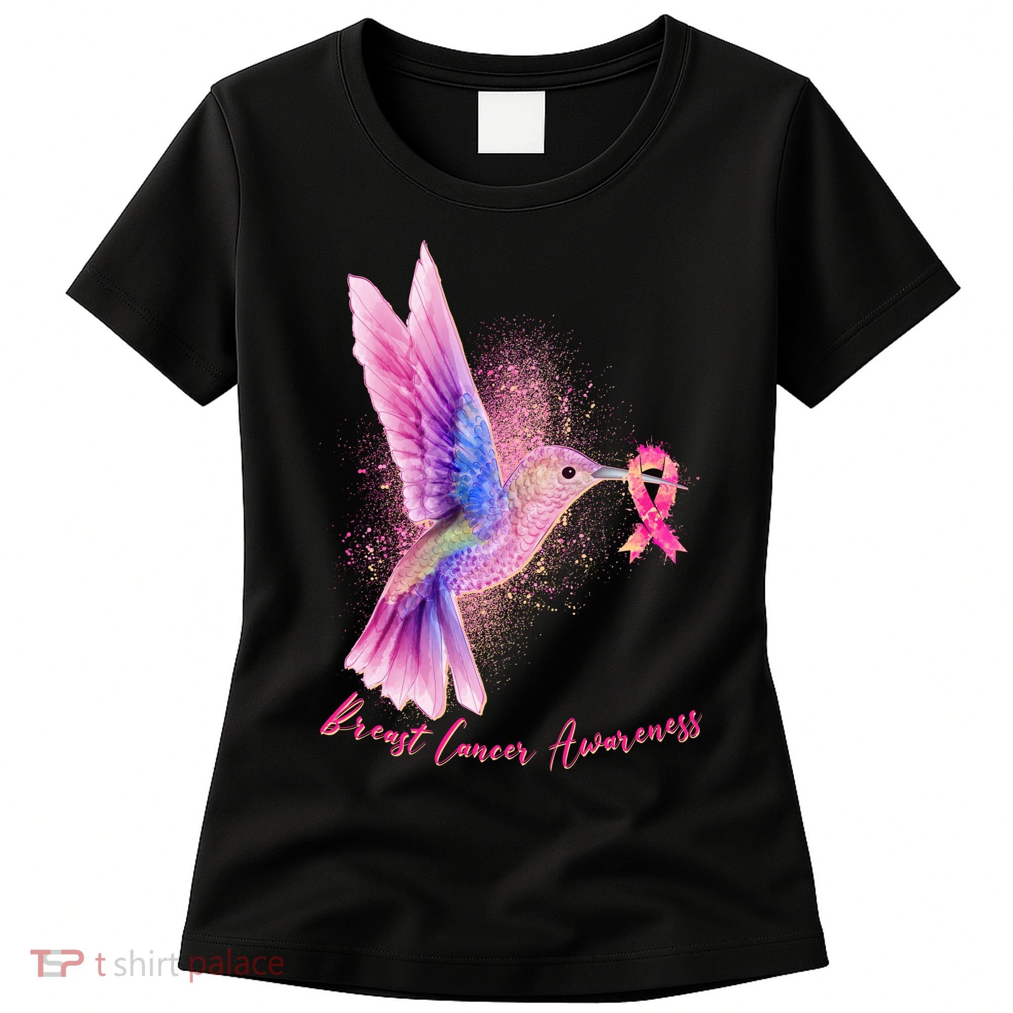 Breast Cancer Awareness Painted Hummingbird Women's T-Shirt