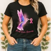 Breast Cancer Awareness Painted Hummingbird Women's T-Shirt thumb 2