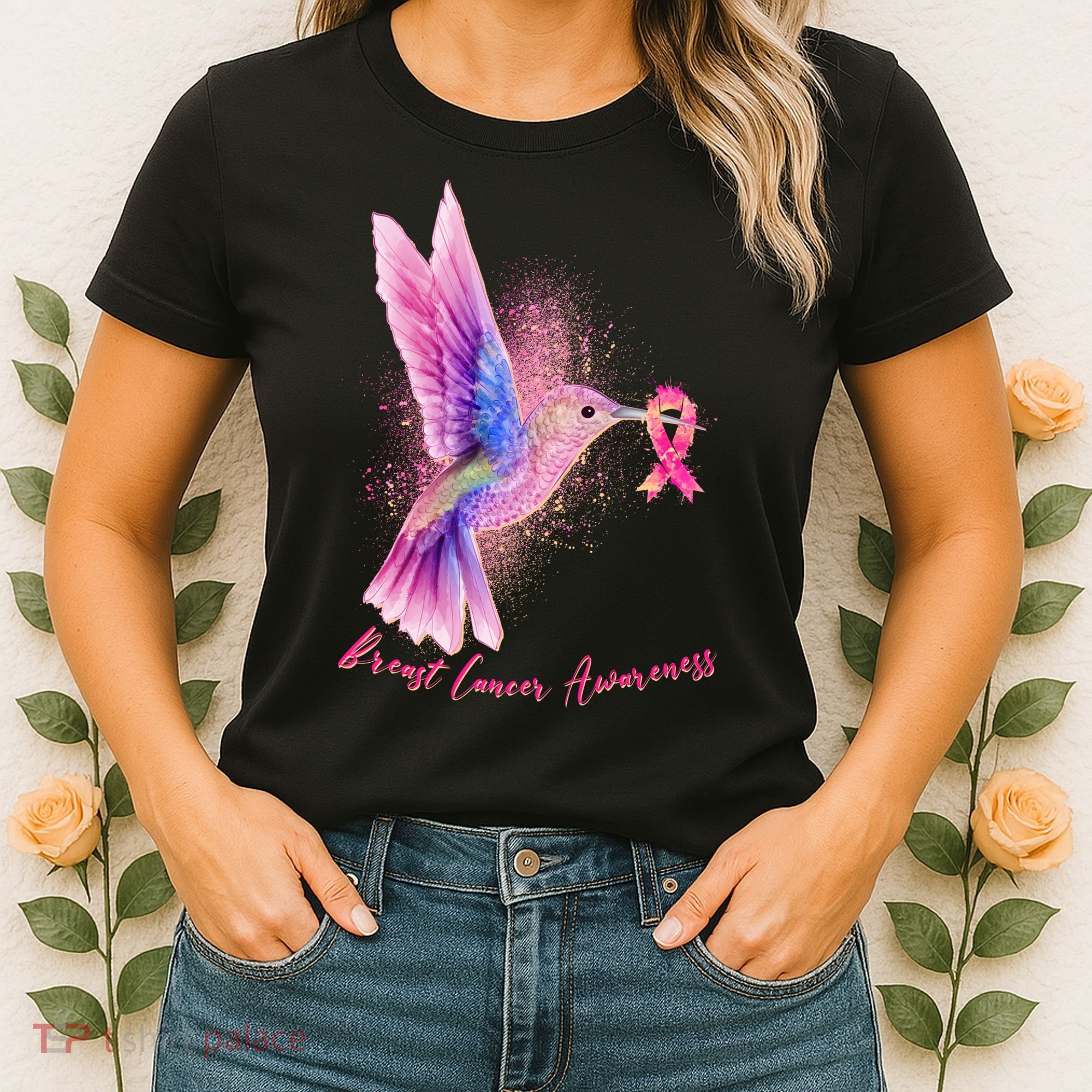Breast Cancer Awareness Painted Hummingbird Women's T-Shirt