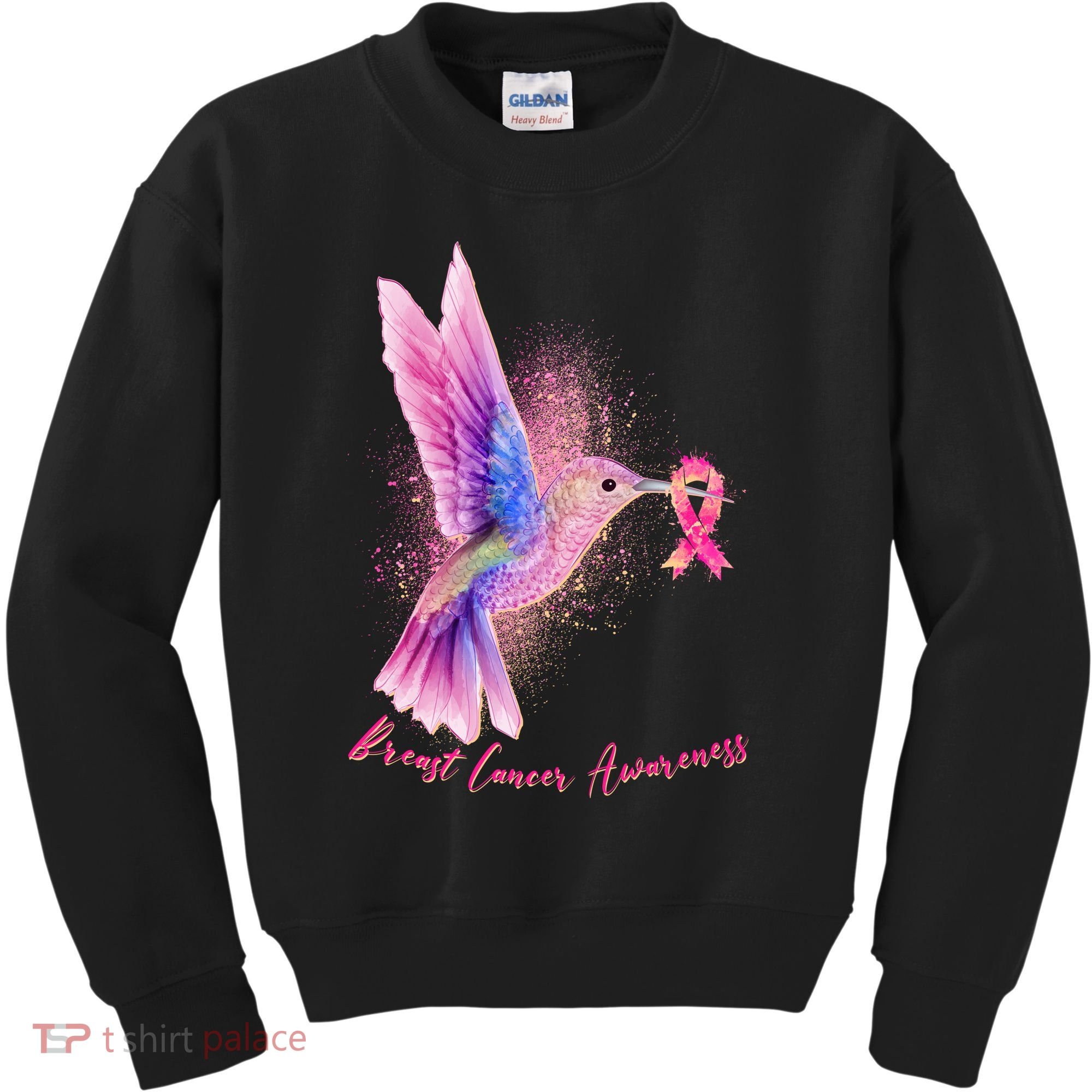 Breast Cancer Awareness Painted Hummingbird Kids Sweatshirt